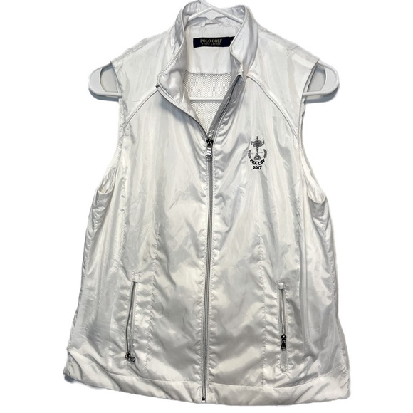 Polo Golf Ralph Lauren PGA Embroidered Golf Vest Silver Hardware Sz M - Picture 1 of 13